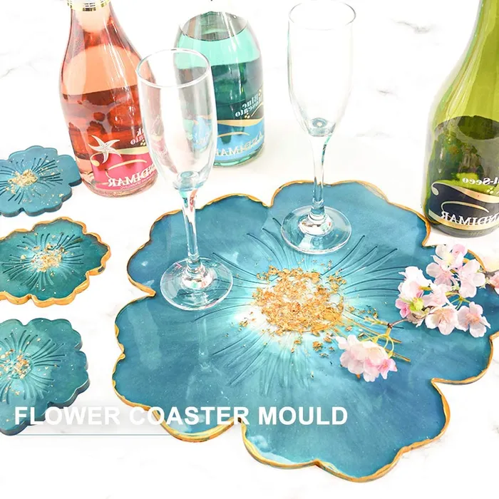Earrings Resinarthub Flower Shaped Resin tray Mould with Coasters