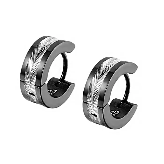 Yellow Chimes Hoop Earrings for Men Stainless Steel Black Huggie Hoops Earrings for Men and Women Yellow Chimes Earrings