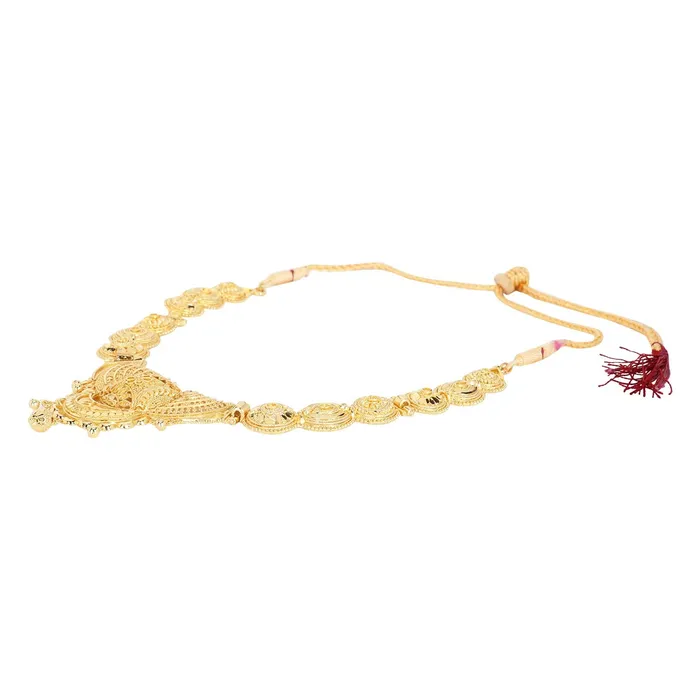 Yellow Chimes Yellow Chimes Ethnic One Gram Gold Designer Antique Golden Traditional Choker Necklace With Earrings Wedding Jewellery Set for Women Girls Necklaces