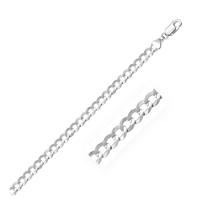 47mm 14k White Gold Solid Curb Bracelet MayaMila Bracelets