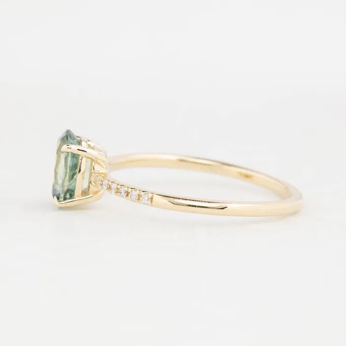 Audrey Ring 125ct Light Blue Green Montana Sapphire 14K Yellow Gold One of a kind Envero Jewelry Rings Audrey Ring 125ct Light Blue Green Montana Sapphire 14K Yellow Gold One of a kind Envero Jewelry Rings