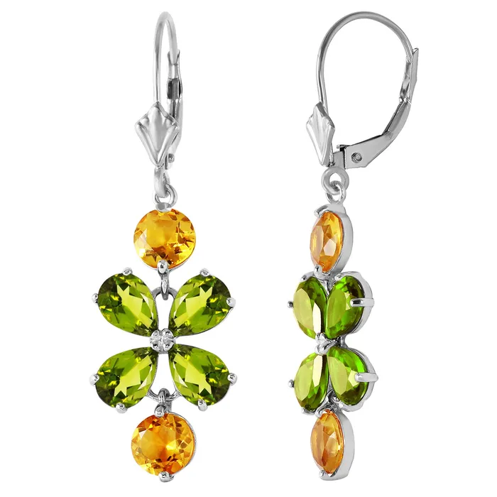 Earrings 532 Carat 14K Solid White Gold Chandelier Earrings Peridot Citrine MayaMila Earrings 532 Carat 14K Solid White Gold Chandelier Earrings Peridot Citrine MayaMila