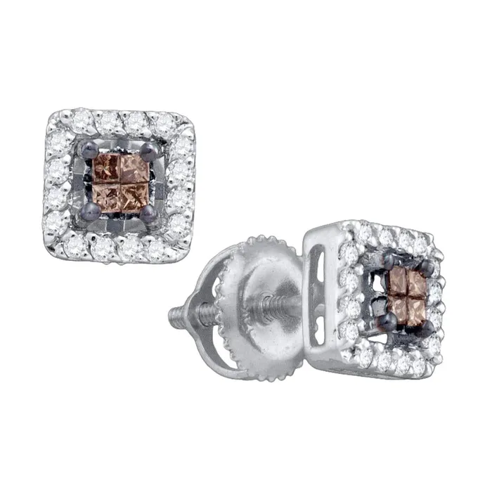 Earrings mayamila 14k White Gold Womens Cognacbrown Color Enhanced Princess Diamond Stud Square Screwback Earrings 13 Cttw Earrings mayamila 14k White Gold Womens Cognacbrown Color Enhanced Princess Diamond Stud Square Screwback Earrings 13 Cttw