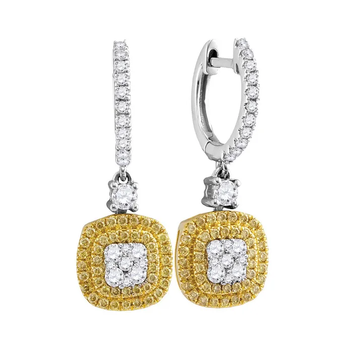 Earrings mayamila 18kt White Gold Womens Round Yellow Diamond Square Cluster Dangle Earrings 78 Cttw Earrings mayamila 18kt White Gold Womens Round Yellow Diamond Square Cluster Dangle Earrings 78 Cttw