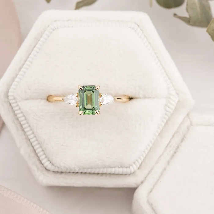 Envero Jewelry Olivia Ring 118ct Green Sapphire 14k Yellow Gold One of a kind Rings Envero Jewelry Olivia Ring 118ct Green Sapphire 14k Yellow Gold One of a kind Rings