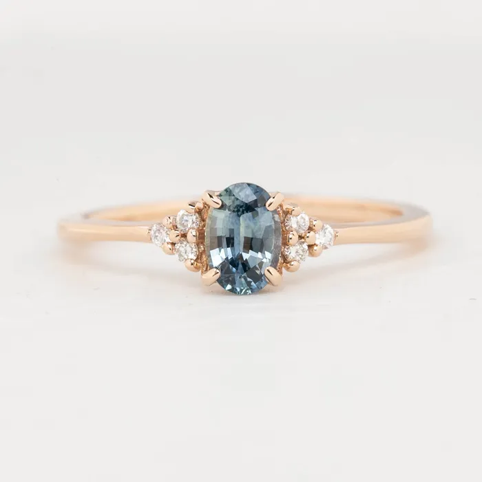 Envero Jewelry Teresa Ring 6x4mm 060ct Teal Blue Montana Sapphire 14k Rose Gold Rings Envero Jewelry Teresa Ring 6x4mm 060ct Teal Blue Montana Sapphire 14k Rose Gold Rings
