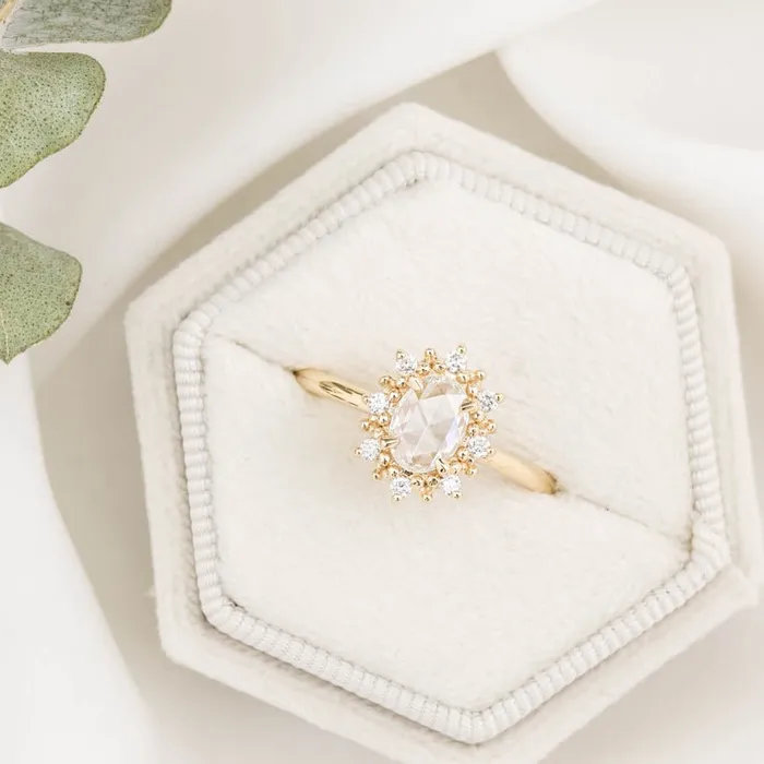 Envero Jewelry Victoria Ring 049ct Oval Rose Cut Diamond 14K Yellow Gold One of a kind Rings Envero Jewelry Victoria Ring 049ct Oval Rose Cut Diamond 14K Yellow Gold One of a kind Rings