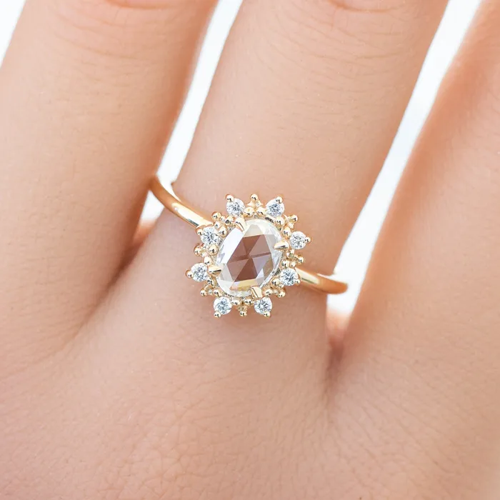 Envero Jewelry Victoria Ring 049ct Oval Rose Cut Diamond 14K Yellow Gold One of a kind Rings Envero Jewelry Victoria Ring 049ct Oval Rose Cut Diamond 14K Yellow Gold One of a kind Rings