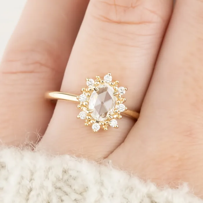 Envero Jewelry Victoria Ring 049ct Oval Rose Cut Diamond 14K Yellow Gold One of a kind Rings Envero Jewelry Victoria Ring 049ct Oval Rose Cut Diamond 14K Yellow Gold One of a kind Rings