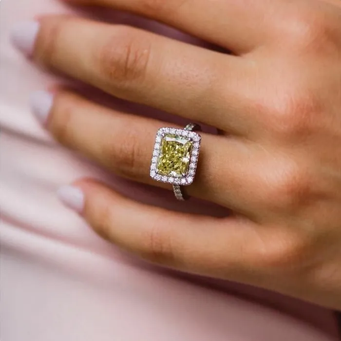 Gorgeous Halo Radiant Cut Yellow Gemstone Engagement Ring shineofdiamond Rings Gorgeous Halo Radiant Cut Yellow Gemstone Engagement Ring shineofdiamond Rings