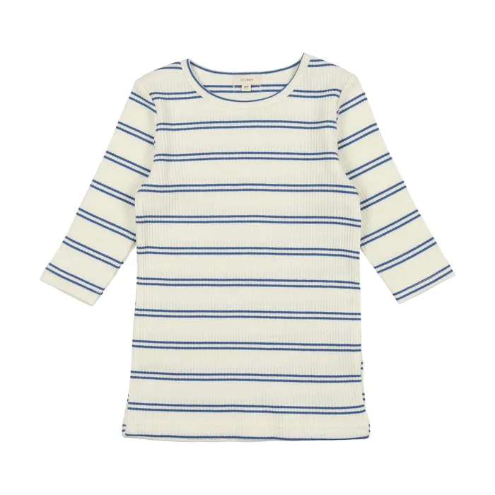 Lil Legs Rings Lil Legs Big Girls TShirt Three Quarter Sleeve WhiteRoyal Blue Stripe Lil Legs Rings Lil Legs Big Girls TShirt Three Quarter Sleeve WhiteRoyal Blue Stripe