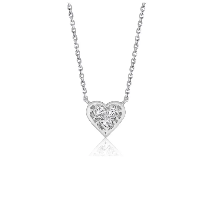 MayaMila Necklaces Diamond Heart Design Pendant in 14k White Gold