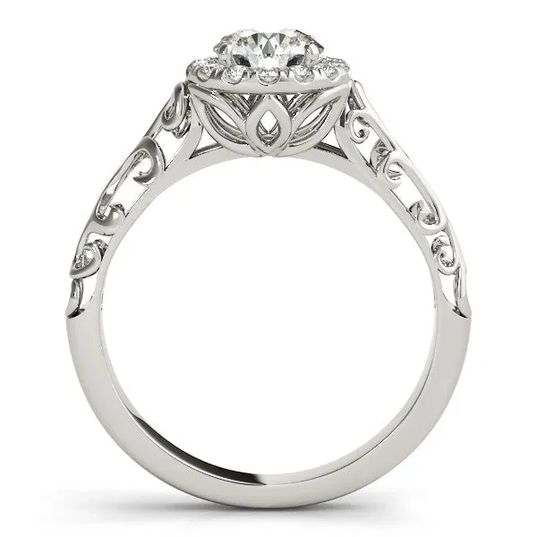 mayamila Rings 14K White Gold Halo Antique Style Round Diamond Engagement Ring 58 ct tw