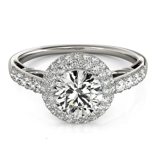 MayaMila Rings 14k White Gold Halo Style Diamond Engagement Pave Shank Ring 1 12 cttw