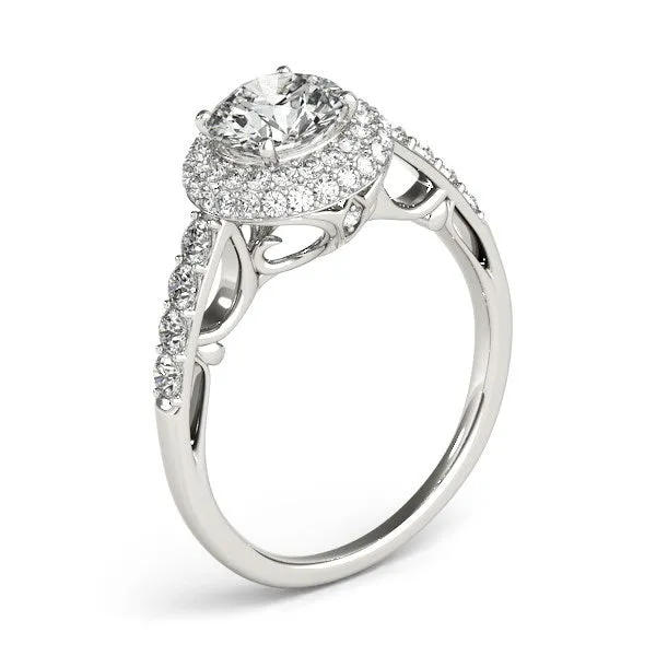 MayaMila Rings 14k White Gold Halo Style Diamond Engagement Pave Shank Ring 1 12 cttw