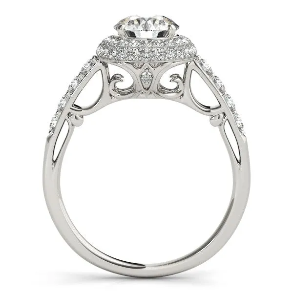 MayaMila Rings 14k White Gold Halo Style Diamond Engagement Pave Shank Ring 1 12 cttw