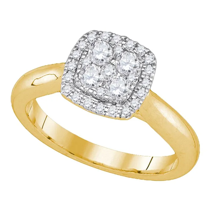 mayamila Rings 14kt Yellow Gold Womens Round Diamond Cluster Bridal Wedding Engagement Ring 12 Cttw mayamila Rings 14kt Yellow Gold Womens Round Diamond Cluster Bridal Wedding Engagement Ring 12 Cttw