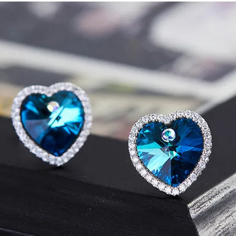 Mystic Flavia Necklaces Ocean of Heart Swarovski Crystal Silver Necklace Set