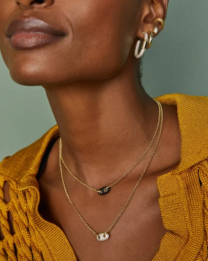 Necklaces KENDRA SCOTT Kendra ScottBailey Gold Pave Short Pendant Necklace in Black Crystal 9608865344
