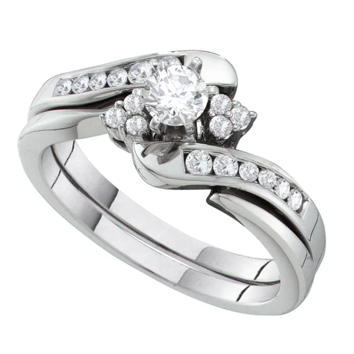 Rings 14kt White Gold Womens Round Diamond Bridal Wedding Engagement Ring Band Set 12 Cttw mayamila Rings 14kt White Gold Womens Round Diamond Bridal Wedding Engagement Ring Band Set 12 Cttw mayamila