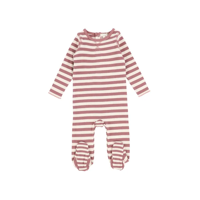 Rings Lil Legs Lil Legs Classic Ribbed Footie RosewoodStone Stripe