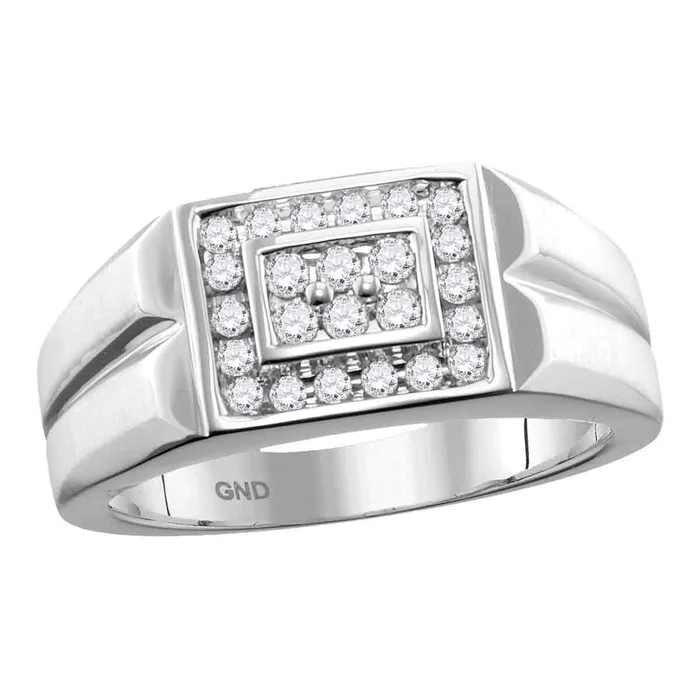 Rings mayamila 10kt White Gold Mens Round Diamond Rectangle Cluster Ring 38 Cttw Rings mayamila 10kt White Gold Mens Round Diamond Rectangle Cluster Ring 38 Cttw