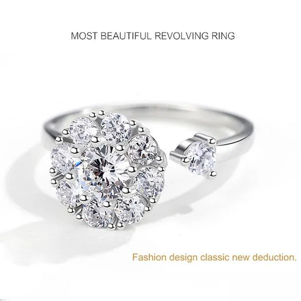 Shineofidamond 925 Sterling Silver Rotating Open Engagement Ring Rings Shineofidamond 925 Sterling Silver Rotating Open Engagement Ring Rings