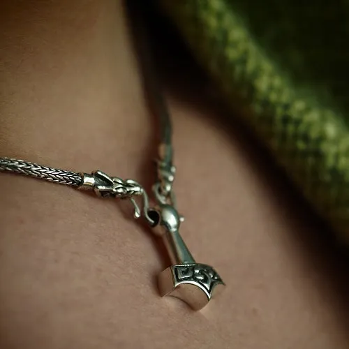 Small Thors Hammer with Knotwork Northan Viking Silver Necklaces
