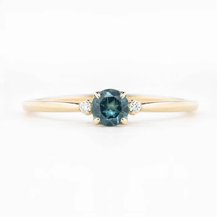 Sofia Ring 4mm 030ct Blue Green Montana Sapphire 14K Yellow Gold Envero Jewelry Rings Sofia Ring 4mm 030ct Blue Green Montana Sapphire 14K Yellow Gold Envero Jewelry Rings