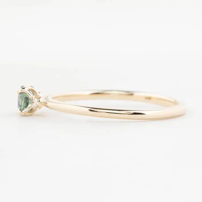 Sofia Ring 4mm 030ct Blue Green Montana Sapphire 14K Yellow Gold Envero Jewelry Rings