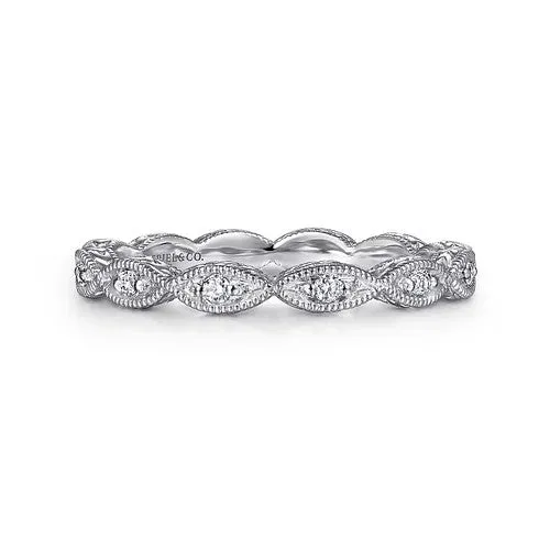 14K White Gold Diamond Bujukan Marquise Station Ring GABRIEL CO Rings