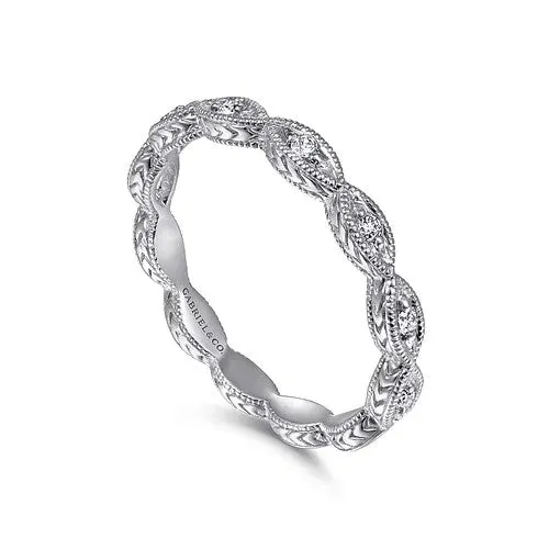 14K White Gold Diamond Bujukan Marquise Station Ring GABRIEL CO Rings