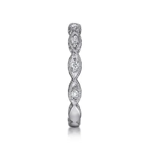 14K White Gold Diamond Bujukan Marquise Station Ring GABRIEL CO Rings