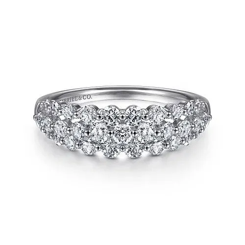 14K White Gold Multi Row Diamond Ring GABRIEL CO Rings
