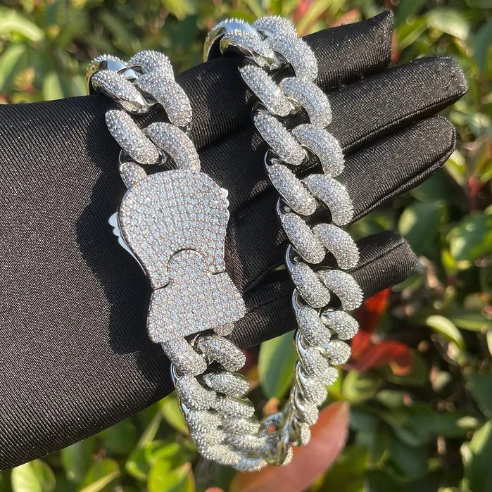 22MM Special Clasp Cuban Link Iced Out Diamond Necklace Chain Special Clasp Necklaces