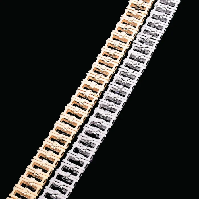 BAGUETTE Necklaces 9MM Baguette Link Iced Out Diamond Necklace Chain