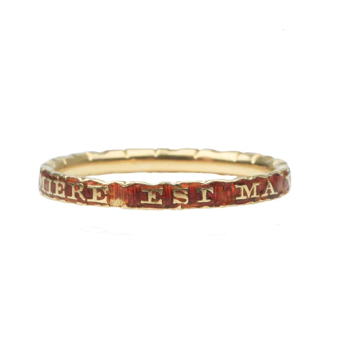 Bell Bird Antiques Rings French Georgian Era Red Enamel Band