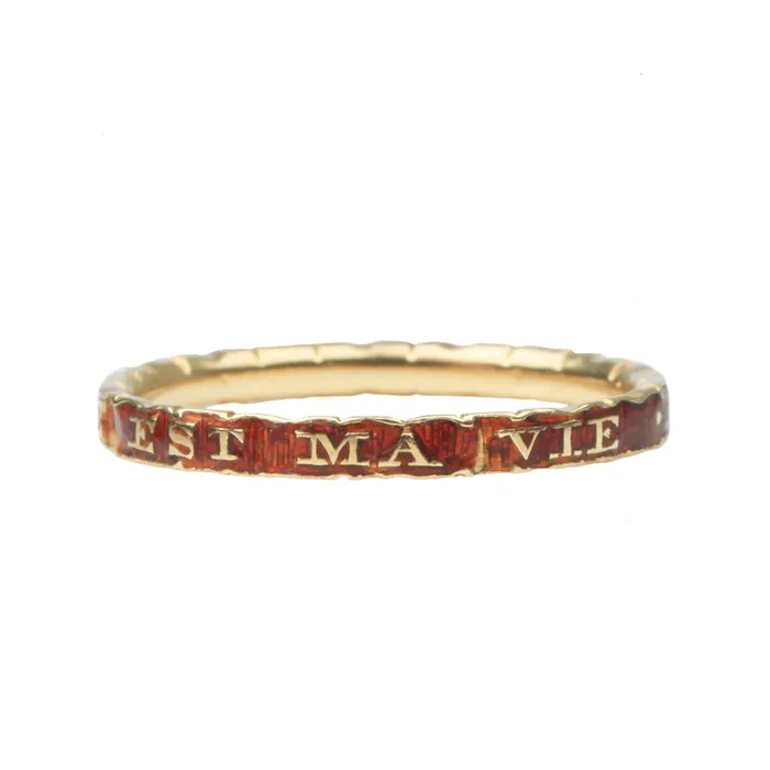 Bell Bird Antiques Rings French Georgian Era Red Enamel Band