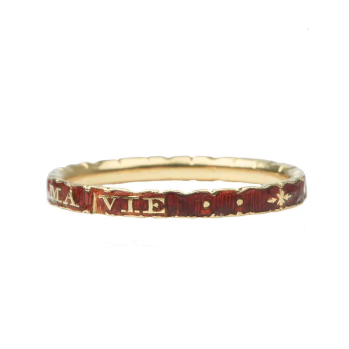 Bell Bird Antiques Rings French Georgian Era Red Enamel Band