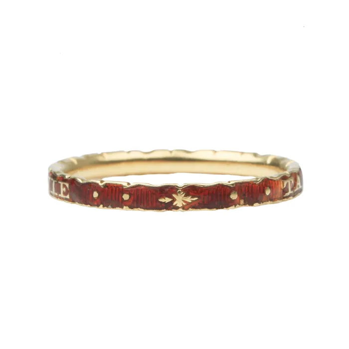 Bell Bird Antiques Rings French Georgian Era Red Enamel Band