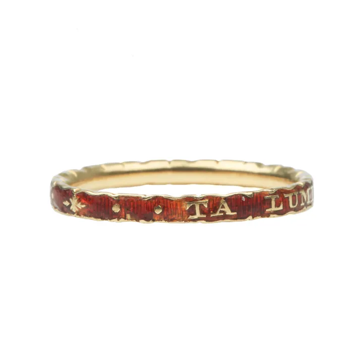 Bell Bird Antiques Rings French Georgian Era Red Enamel Band