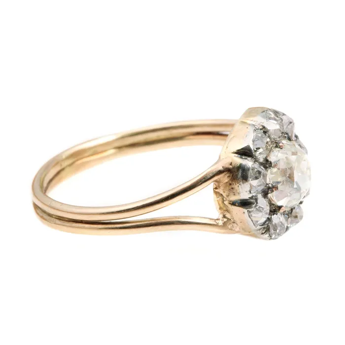 Bell Bird Antiques Rings Victorian Old Mine Cut Diamond Cluster Ring