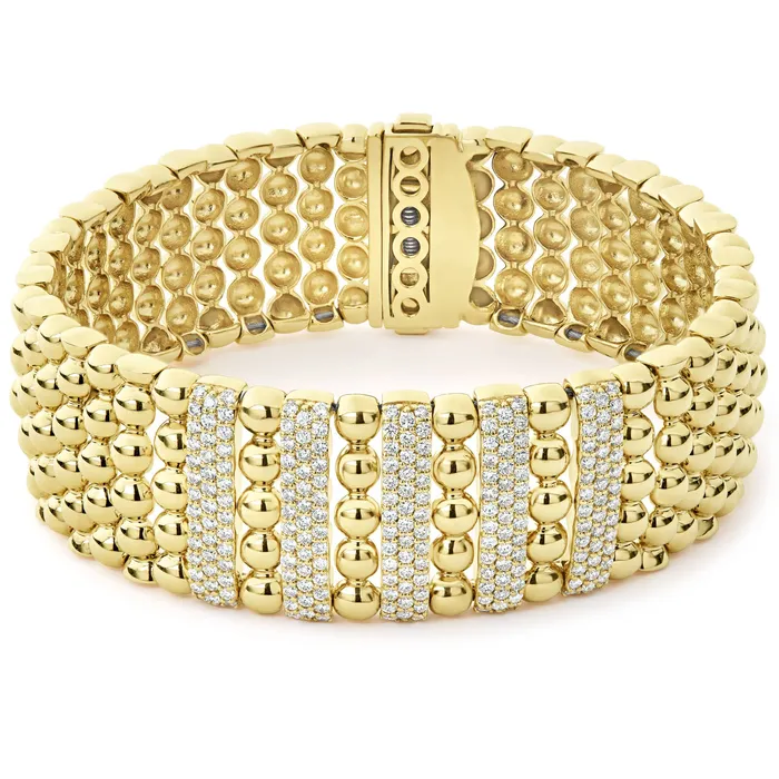 Bracelets LAGOS Caviar Gold Five Station 18K Gold Diamond Bracelet 20mm