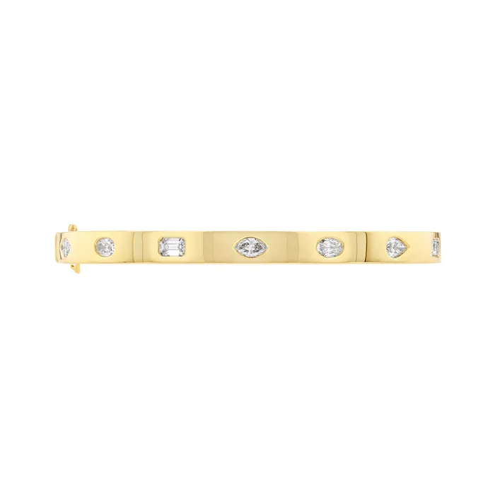 Bracelets NicoleHD Jewelry 18k Gold And MultiShaped Diamond Bangle Bracelet