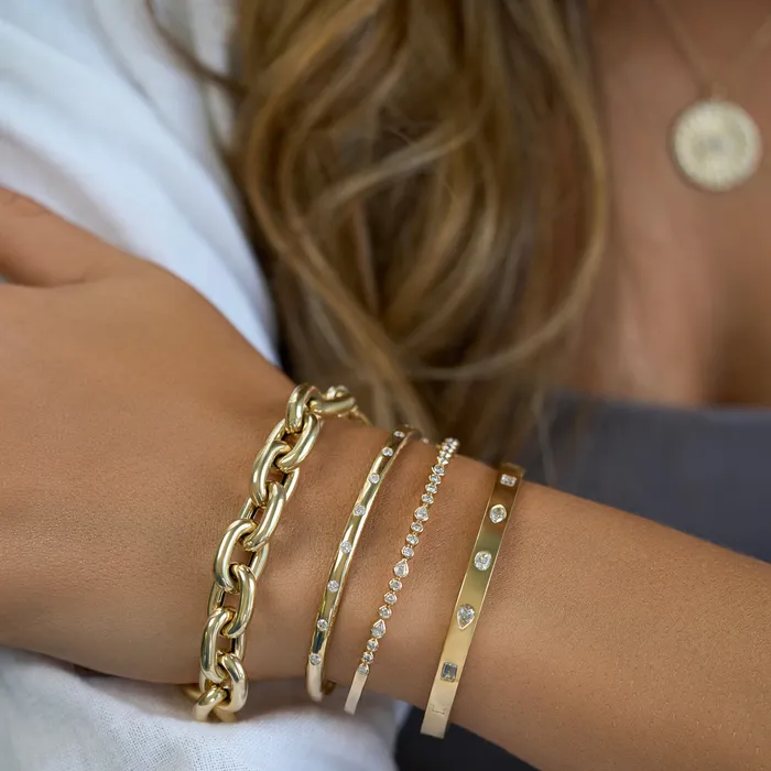 Bracelets NicoleHD Jewelry 18k Gold And MultiShaped Diamond Bangle Bracelet