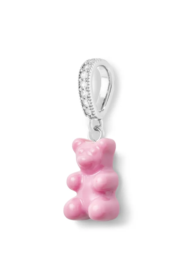Crystal Haze Jewelry Rings Nostalgia bear Pave connector Silver plated Candy pink