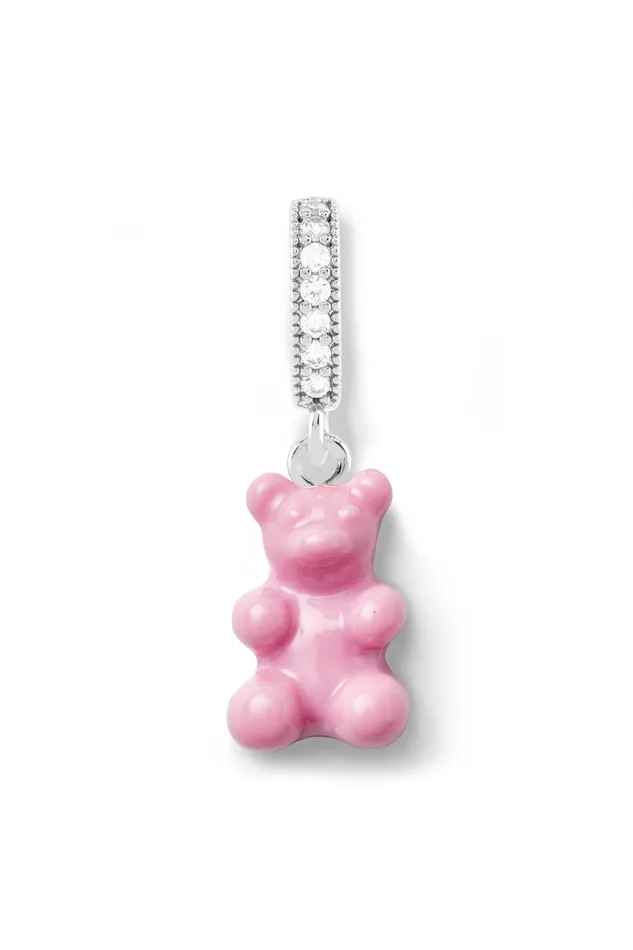 Crystal Haze Jewelry Rings Nostalgia bear Pave connector Silver plated Candy pink