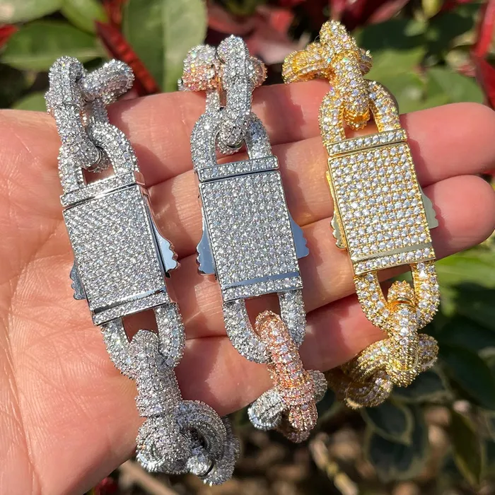 Cuban Box Link Bracelets 11MM Cuban Box Link Iced Out Diamond Bracelet