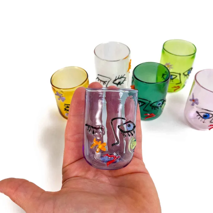 De Mio Earrings Picasso shot glasses set of six Murano Glass