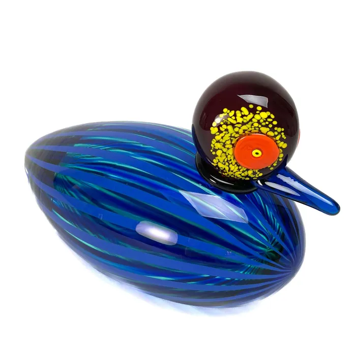 Don Romano Rings Blown Duck Blue with Stripes Murano Glass